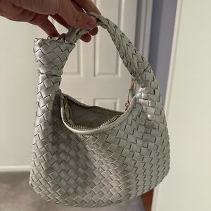 Melie Bianco Drew Silver Small Recycled Vegan Top Handle Bag